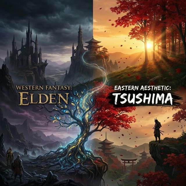 《艾尔登法环》和《对马岛/羊蹄山之魂》的东西方互换